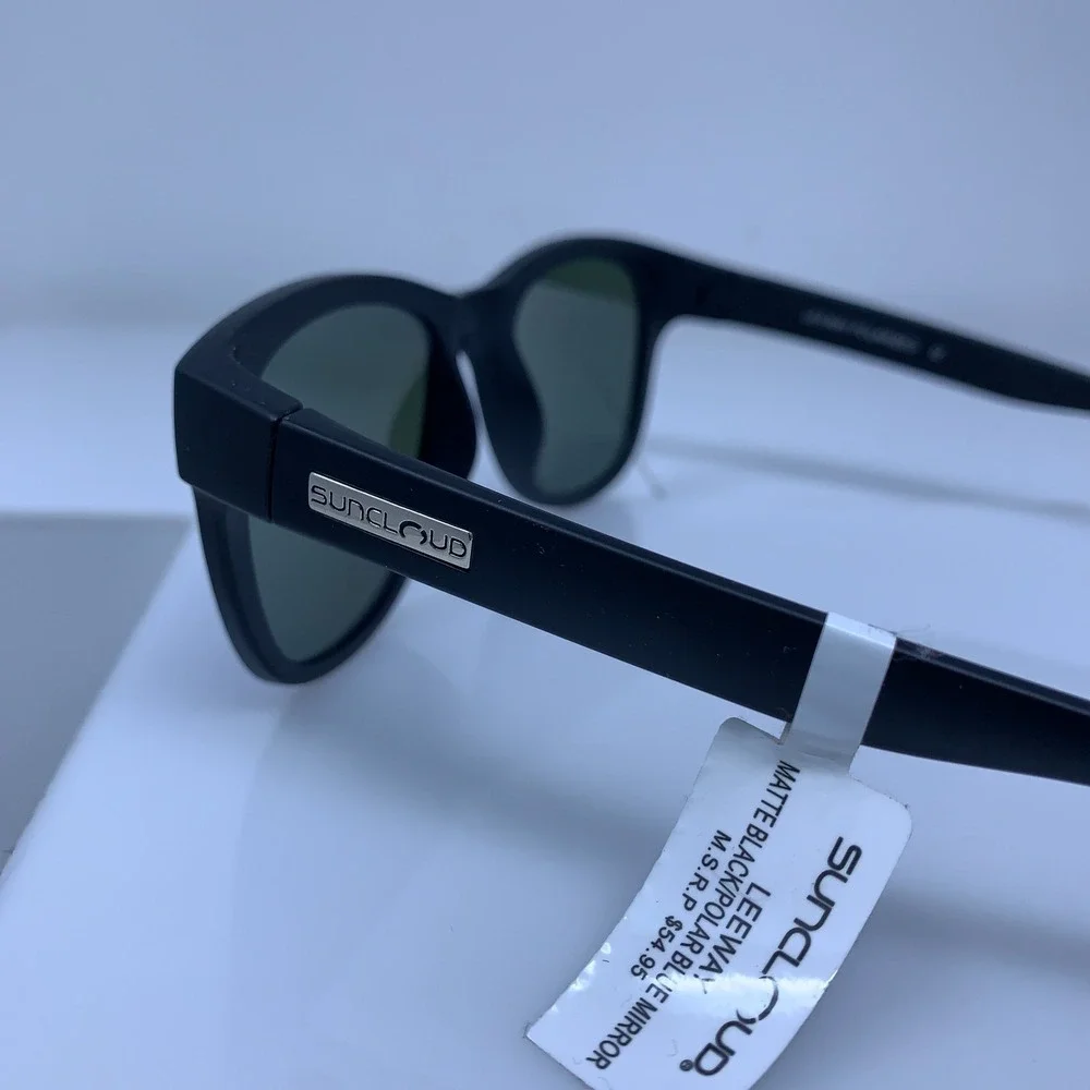 Suncloud Optics Leeway Matte Black + Polarized Blue Mirror Lens Sunglasses NWT